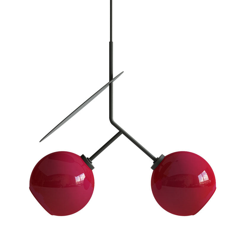 Lampe suspendue moderne et créative en fer et verre cerise à 1/2 lumières 