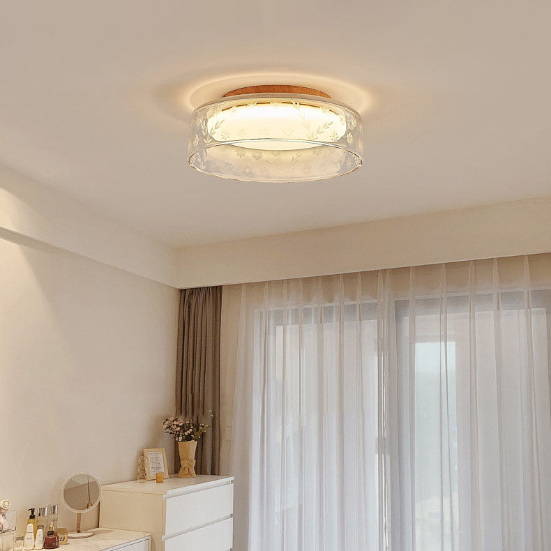 Modern Minimalist Round Metal Acrylic Glass LED Flush Mount Ceiling Light For Bedroom