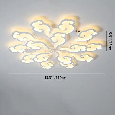 Modern Minimalist Xiang Yun Iron Acrylic LED Semi-Flush Mount Ceiling Light For Living Room