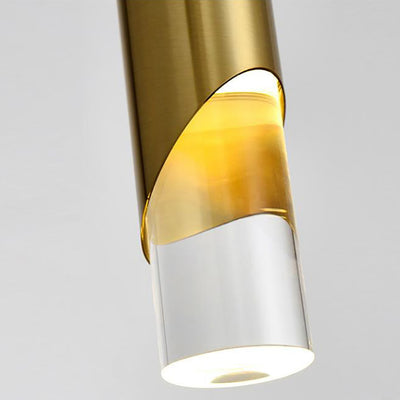 Modern Minimalist Long Cylinder Acrylic Iron LED Pendant Light For Bedroom