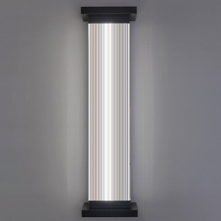 Modern Minimalist Waterproof Striped Rectangle Stainless Steel Acrylic Wall Sconce Lamp For Outdoor Patio