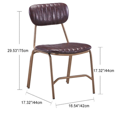 Contemporary Luxury Square PU Leather Upholstered Metal Frame Dining Chair Backrest Armless For Dining Room