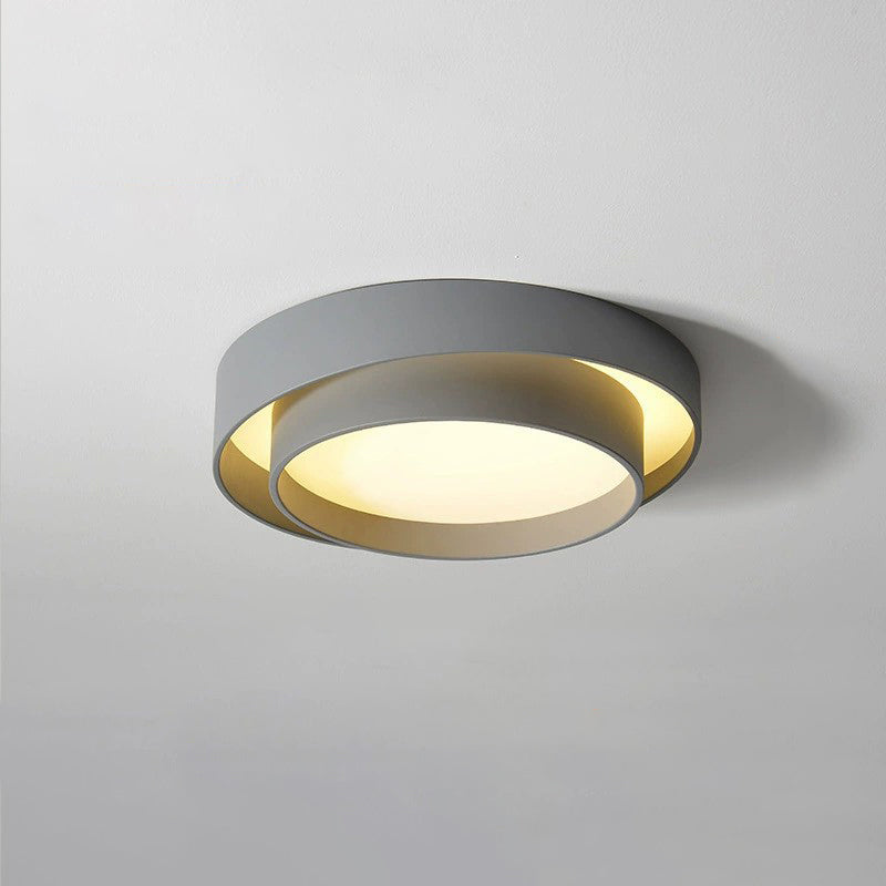 Contemporary Nordic Double Round Hardware LED Flush Mount Ceiling Light For Bedroom