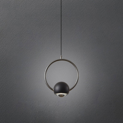 Contemporary Nordic Aluminum Circle Ring Liftable LED Pendant Light For Bedroom