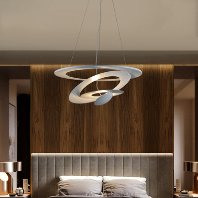 Contemporary Creative Multi-Tier Circle Flying Saucer Iron LED Pendant Light For Living Room