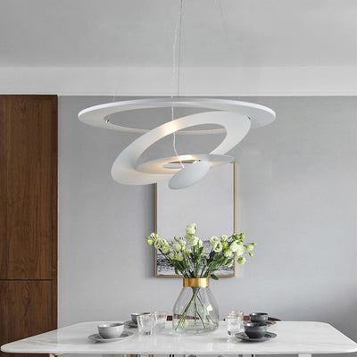 Contemporary Creative Multi-Tier Circle Flying Saucer Iron LED Pendant Light For Living Room