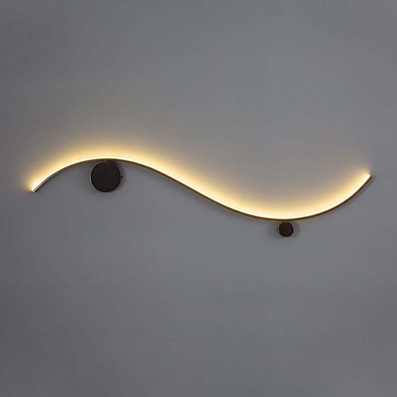 Modern Minimalist Copper Silica Line Wave Circle LED Wall Sconce Lamp For Hallway