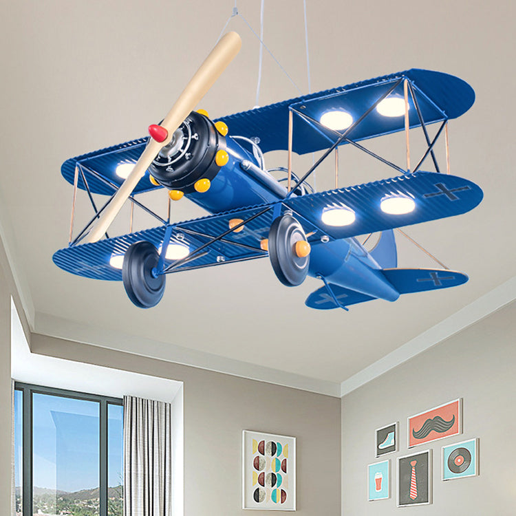 Contemporary Creative Kids Aircraft Hardware Acrylic LED Chandelier For Bedroom