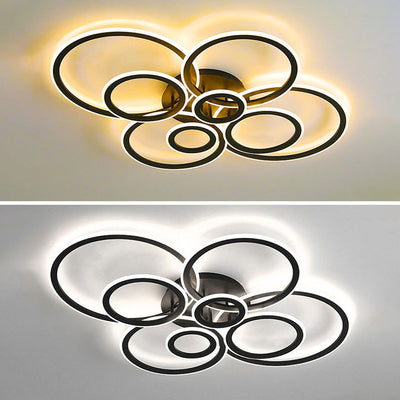 Modern Minimalist Combination Round Circle Hardware Acrylic LED Semi-Flush Mount Ceiling Light For Living Room