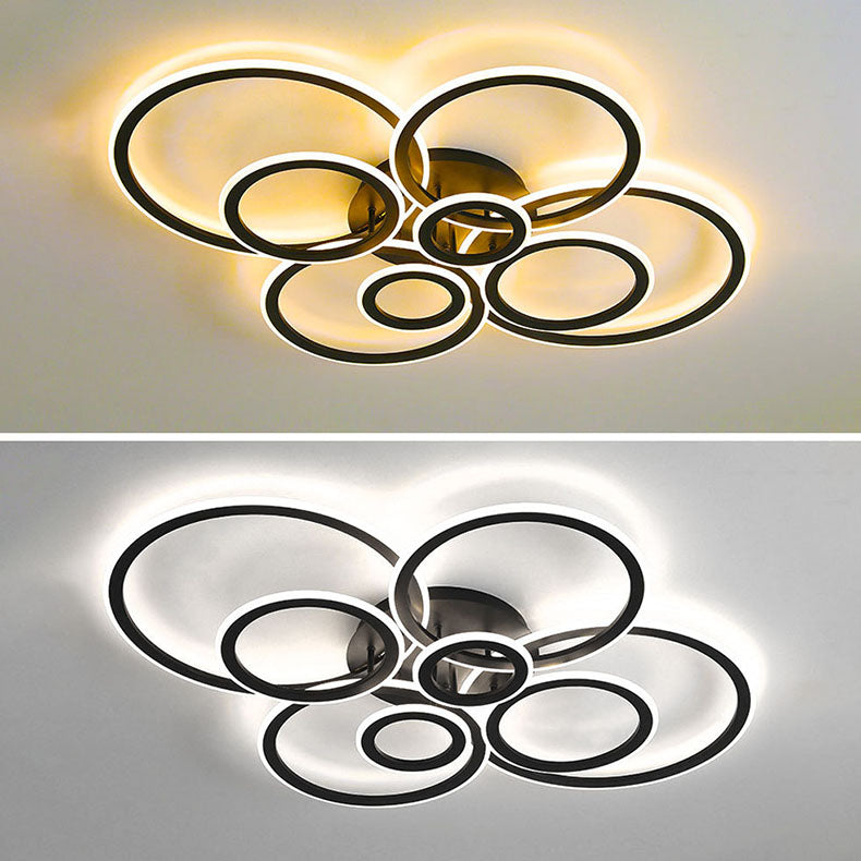 Modern Minimalist Combination Round Circle Hardware Acrylic LED Semi-Flush Mount Ceiling Light For Living Room