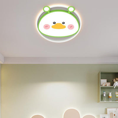 Contemporary Creative Cartoon Animal Duck Acrylic LED Flush Mount Ceiling Light For Bedroom