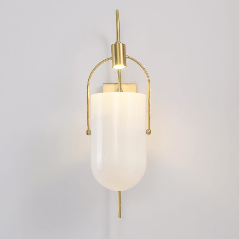 Scandinavian Modern Luxury Cup Shaped Copper Glass LED Wall Sconce Lamp