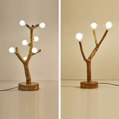 Traditional Japanese Twig Orb Resin Hardware Glass 3/7/8/12/16 Light Table Lamp For Bedroom