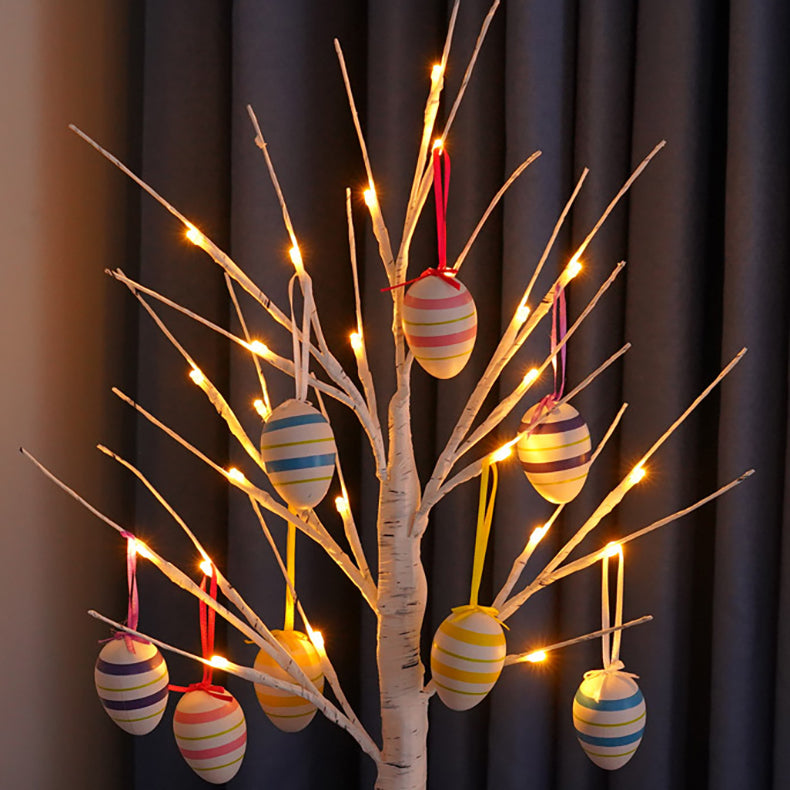 Contemporary Creative Easter Egg Decorated Tree Plastic LED USB Table Lamp For Bedroom