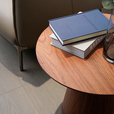 Modern Minimalist Round Wood Coffee Table For Living Room