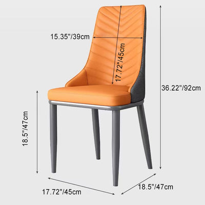 Modern Minimalist Square Four Legs Metal Leather Dining Chair Backrest Armless For Dining Room