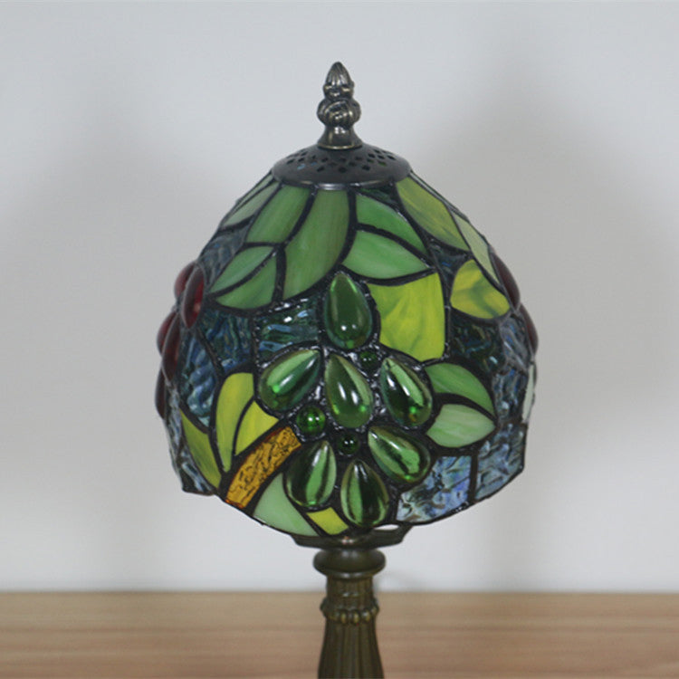 Traditional Tiffany Grape Fruit Stained Glass 1-Light Table Lamp For Bedroom