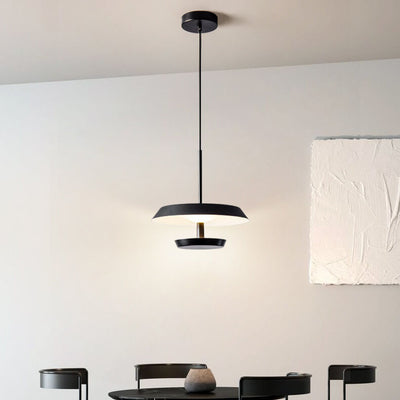 Danish Minimalist Round Flying Saucer Aluminum Acrylic LED Pendant Light