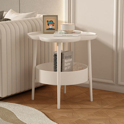 Contemporary Creative Flower Shape Tray Top Side Table 2-Tier Cabinet For Living Room