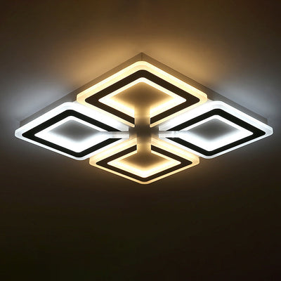 Modern Minimalist Diamond Iron Acrylic LED Flush Mount Ceiling Light For Living Room