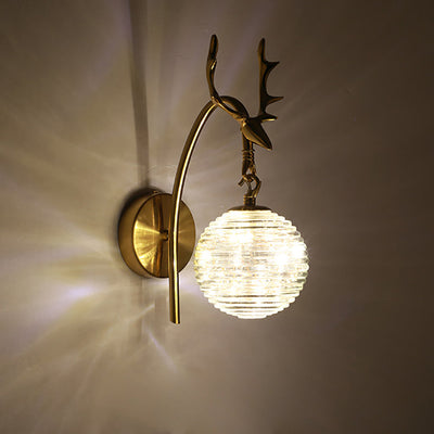 Modern Minimalist Round Ball Antler Iron Glass LED Wall Sconce Lamp For Living Room