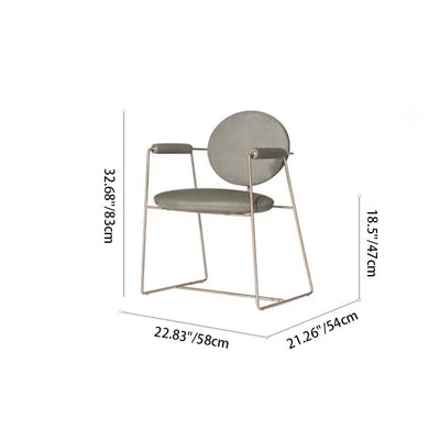 Contemporary Scandinavian Round Cushion Microfiber Leather Stainless Steel Dining Chair Backrest Armrest For Dining Room