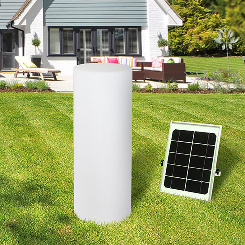 Modern Minimalist Solar Waterproof Cylinder PE LED Outdoor Ground Plug Light For Garden