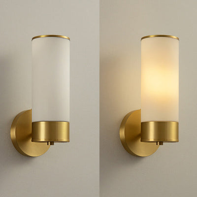 Modern Minimalist Cylindrical Glass All-copper 1/2 Light Wall Sconce Lamp