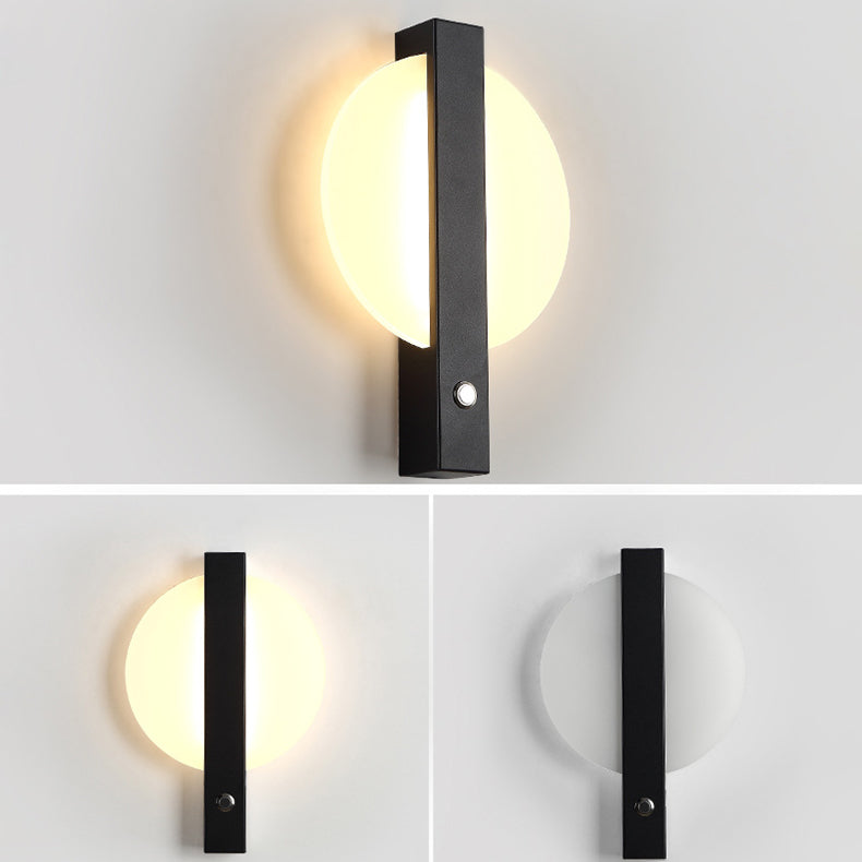 Modern Minimalist Round Rectangle Iron Aluminum Acrylic LED Wall Sconce Lamp For Living Room