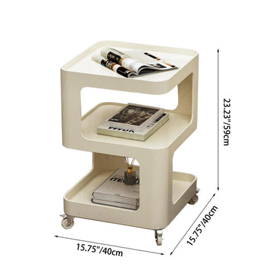 Contemporary Simplicity Square Iron Movable Side Table 3-Tier Storage Shelves For Living Room