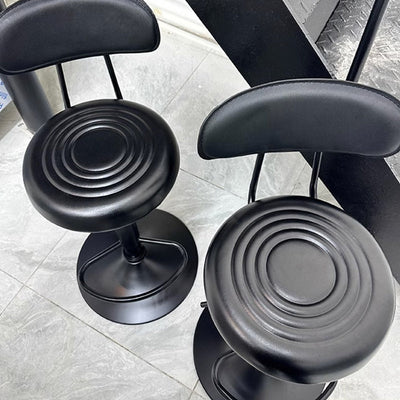 Modern Minimalist Round Upholstered Curved Backrest Leather Metal Bar Stool For Dining Room