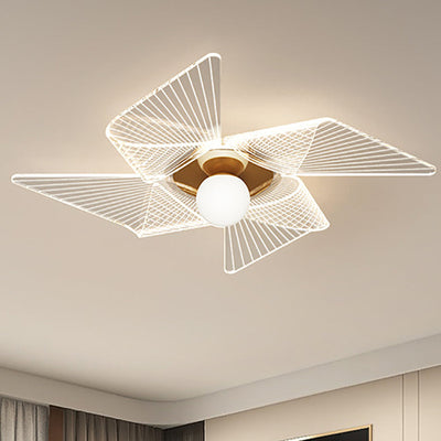 Modern Art Deco Pinwheel Shape Acrylic Iron LED Flush Mount Ceiling Light For Living Room