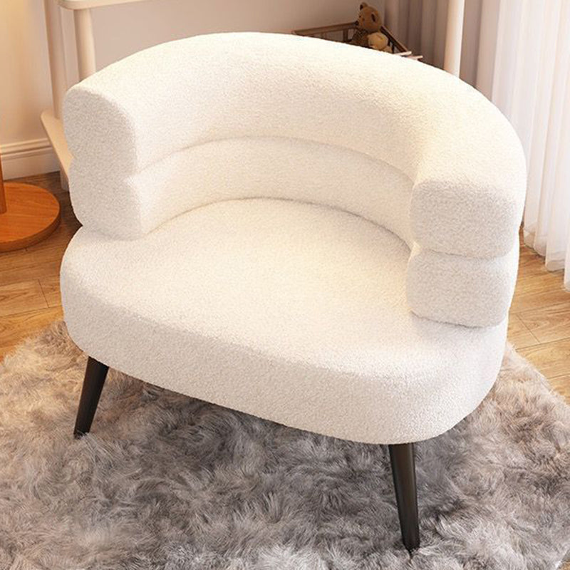 Contemporary Nordic Round Lambswool Upholstered Vanity Stool Backrest Armrest For Bedroom