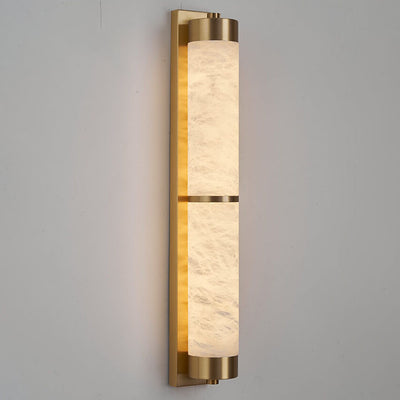 Modern Light Luxury Full Copper Marble Column LED Wall Sconce Lamp