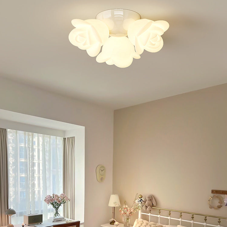 Contemporary Creative Rose Orb PE Iron LED Flush Mount Ceiling Light For Living Room