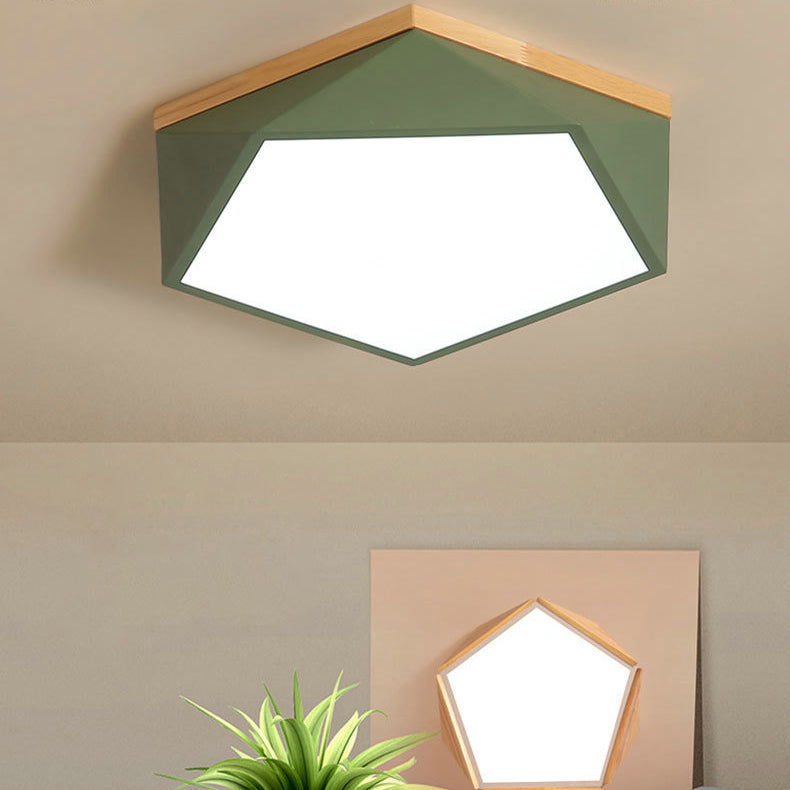 Contemporary Scandinavian Iron Acrylic Polygon LED Flush Mount Ceiling Light For Bedroom