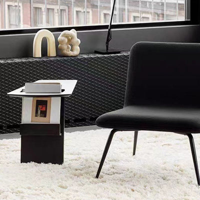 Modern Minimalist Triangle Frame Solid Wood Side Table 1-Shelf For Living Room