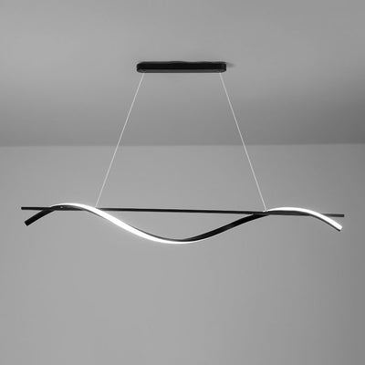 Modern Minimalist Wave Silicone Strip Iron LED Island Light Pendant Light For Living Room