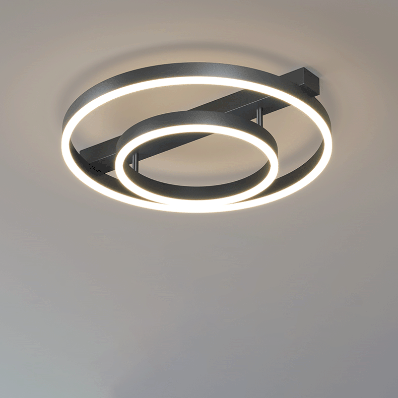 Modern Minimalist Geometric Square Circle Aluminum Line LED Flush Mount Ceiling Light For Living Room