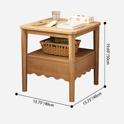 Contemporary Nordic Square Wood End Table 2-Tier For Living Room