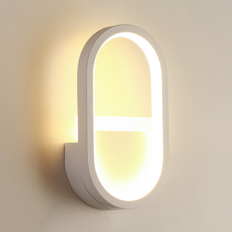 Modern Minimalist Iron Silicone Elliptical Circular Arc LED Wall Sconce Lamp For Bedroom