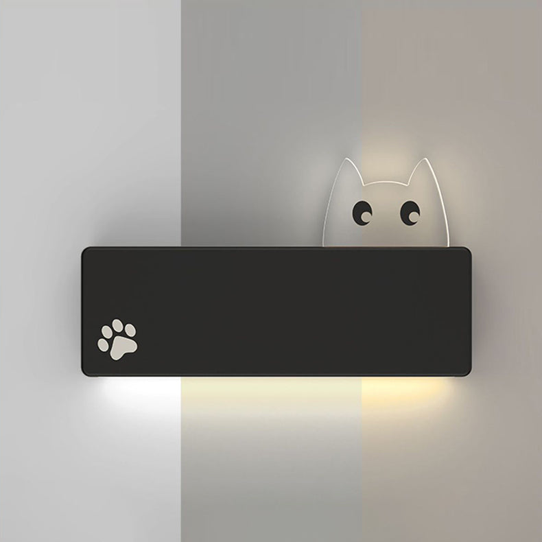 Modern Simplicity Cartoon Animal Cat Rectangular Iron LED Wall Sconce Lamp For Living Room