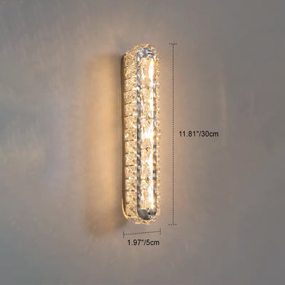 Modern Luxury Stainless Steel Crystal Elliptical Strip LED Wall Sconce Lamp For Living Room