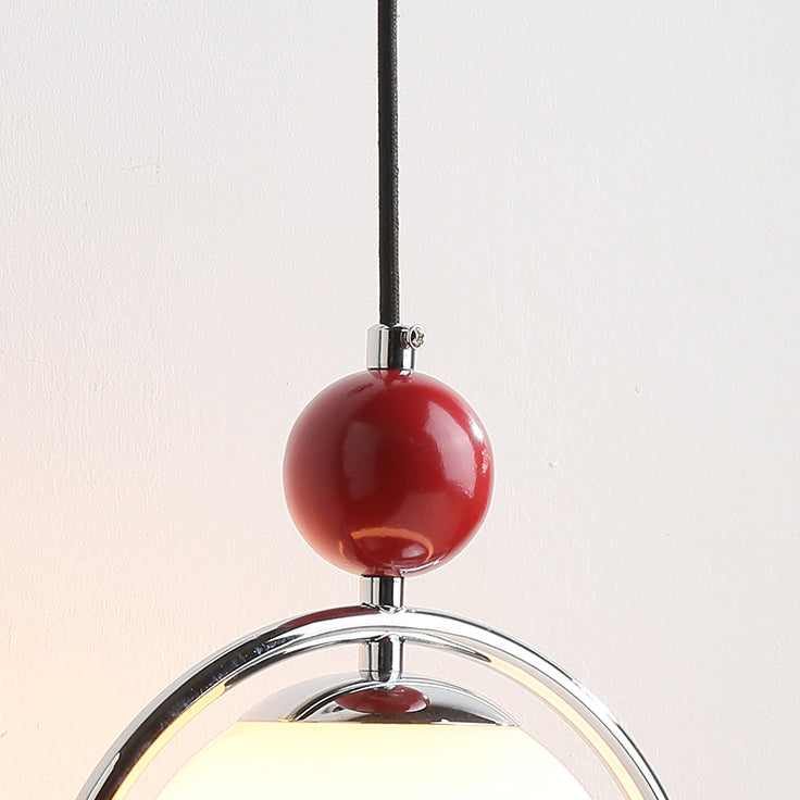 Contemporary Creative Glass Ball Shade Iron Ring 1-Light Pendant Light For Living Room