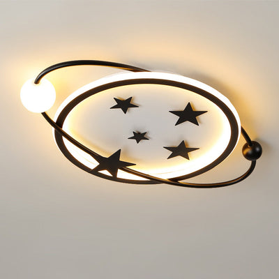 Contemporary Nordic Geometric Starry Hanging Acrylic Round LED Flush Mount Ceiling Light For Bedroom