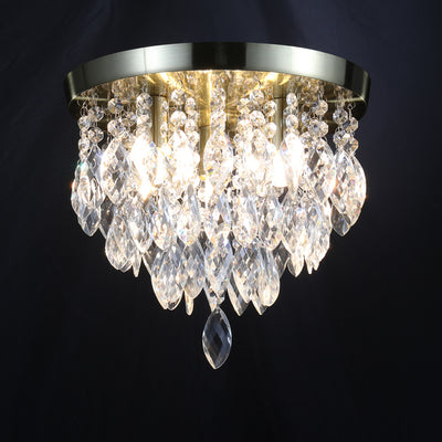 Contemporary Luxury Metal Crystal Wind Chime 1-Light Semi-Flush Mount Ceiling Light For Living Room