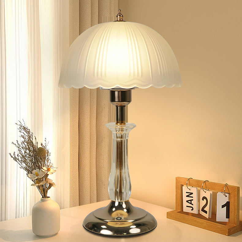 Contemporary Nordic Iron Glass Dome Streak 1-Light Table Lamp For Bedside