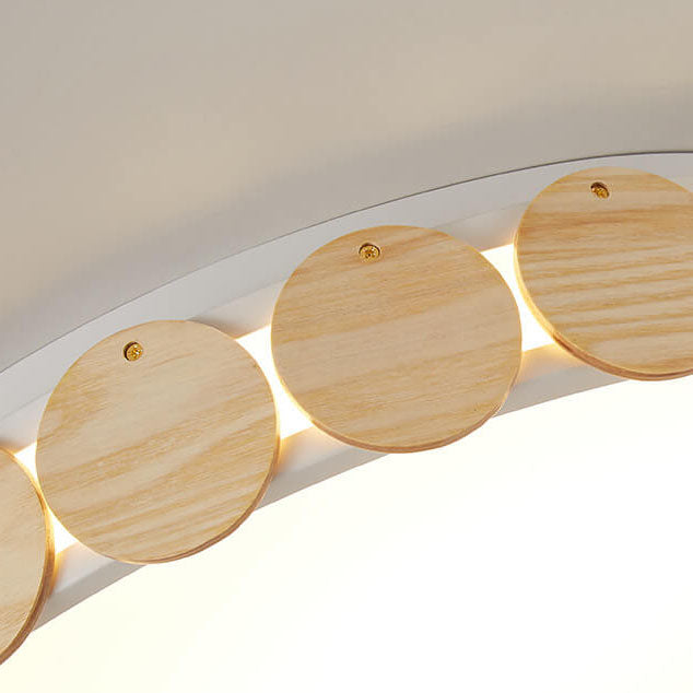 Modern Minimalist Wooden Round Edge Acrylic LED Flush Mount Ceiling Light