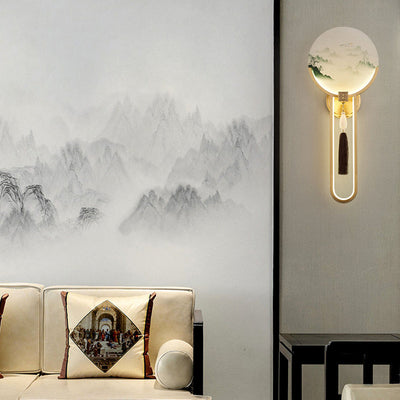 Traditional Chinese All-Copper Glass LED Wall Sconce Lamp For Living Room