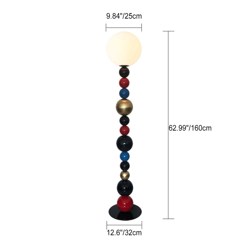 Scandinavian Creative Colorful Round Ball Glass 1-Light Standing Floor Lamp